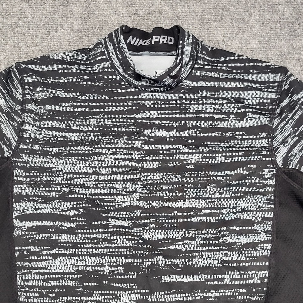 Nike Men's White/Black Pro Combat Dri-Fit Fitted Long Sleeve Top Size Small - Picture 4 of 14